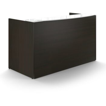 Reception desk shell – White glass Floated transactional top
