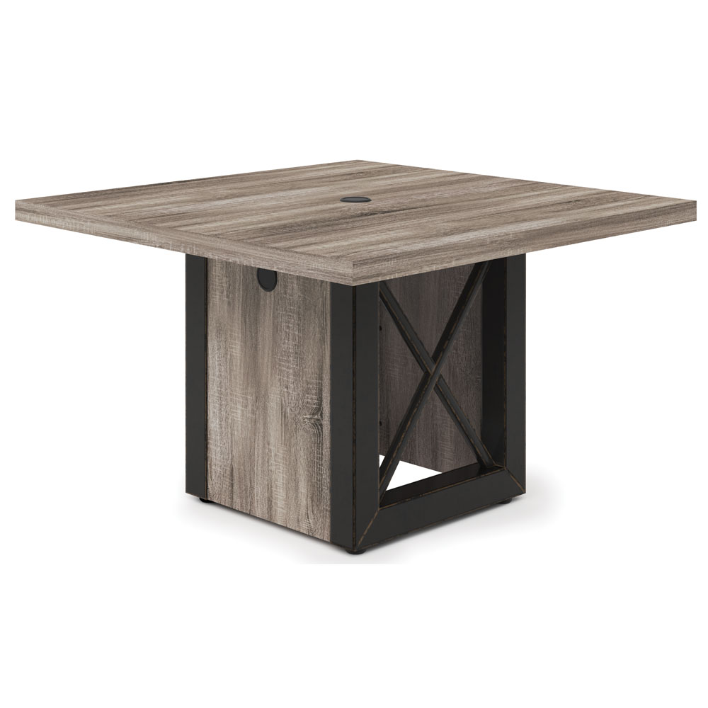 Riveted Collection Industrial Metal Framed Conference Table with Metal X Cubed Base