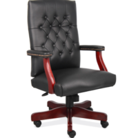 Tris=026 Lancaster Collection High Back Executive Swivel with Mahogany Frame 1