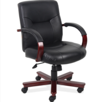 Tris=020 Spencer Collection Executive Mid Back Swivel Tilt with Mahogany Frame