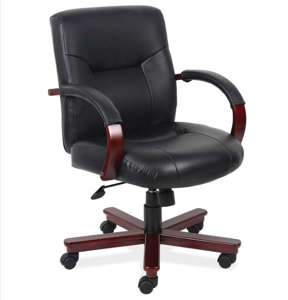 Tris=020 Spencer Collection Executive Mid Back Swivel Tilt with Mahogany Frame