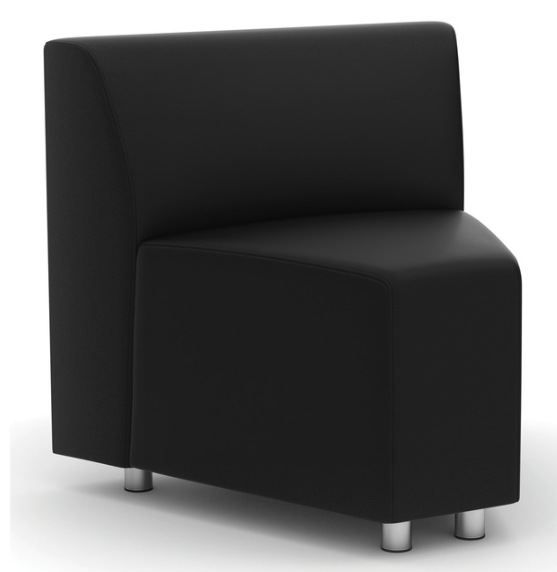 Tris=018 Integrate Collection Armless Corner Modular Chair with Silver Post Legs