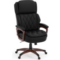 Tris=028 Charleston Collection Executive High Back, Tufted Seat and Back with Plastic Wooden Arms and Base