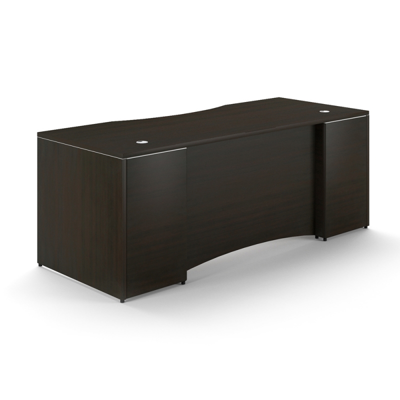 Rectangular desk shell – Curved laminate modesty panel