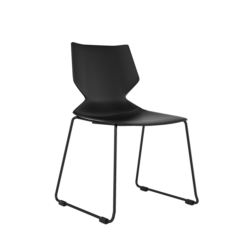FLY Stacking chair Black Polypropylene shell