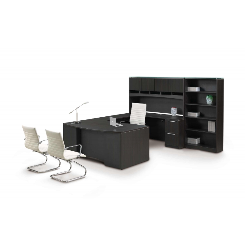 Potenza Desk u shape with Laminate modesty and bookcase