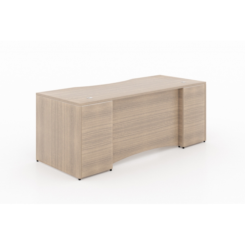 Rectangular desk shell – Curved laminate modesty panel