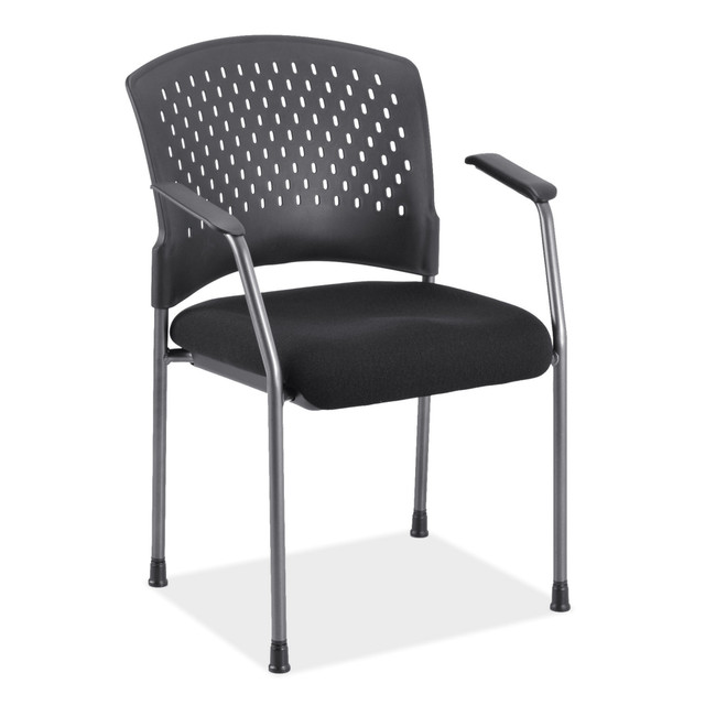 Aero Collection Guest or Side Chair with Arms, Black Fabric Seat and Titanium Frame