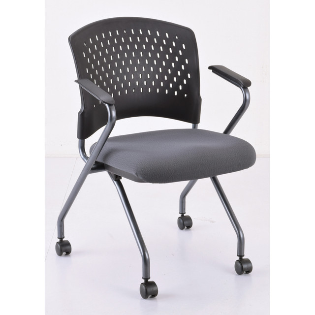 Perch Collection Nesting Chair with Arms and Casters, Titanium Frame 1