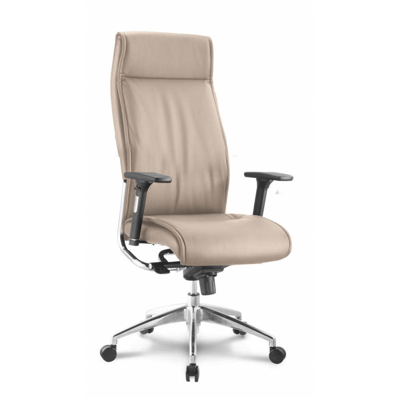 Alto High Back Executive Sand Leather Chair adjustable soft arms