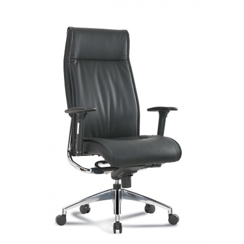 Alto High Back Executive Black Leather Chair adjustable soft arms
