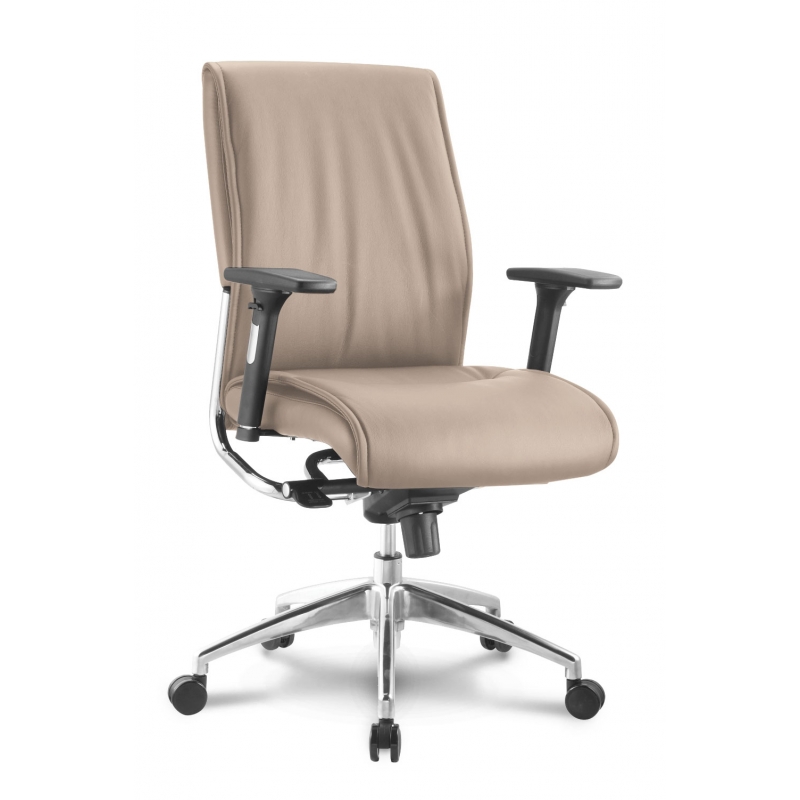 Alto Mid Back Executive Sand Leather Chair adjustable arms