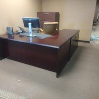 Used veneer executive desk and L shape desk
