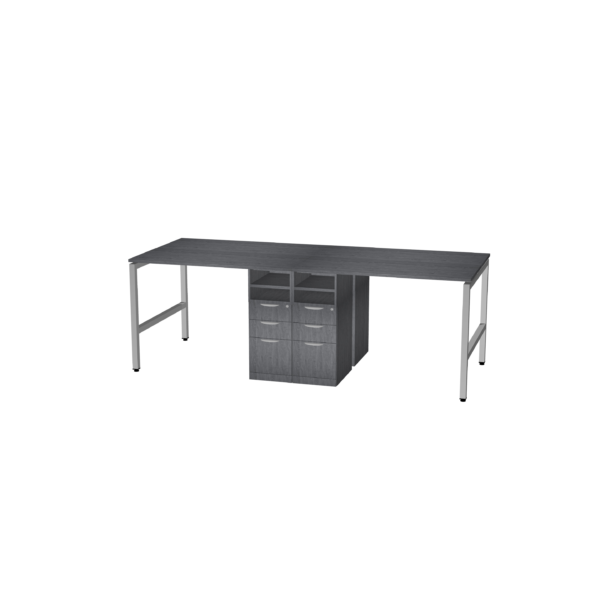 U Leg 4 Station Work Table Single Pedestal w/ Storage