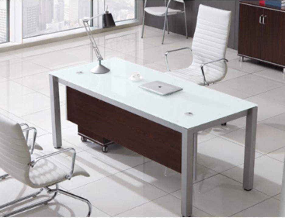 Executive white desk 72”x36” white glass