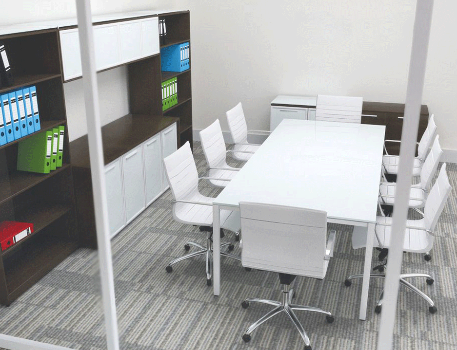 White Glass Conference Table