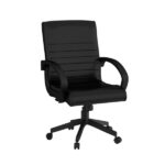 Piper Ribbed Mid-Back Chair Black Vinyl