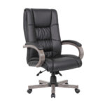 High Back Exec Wood Finished Chair, Grey