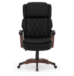 Tris=028 Charleston Collection Executive High Back, Tufted Seat and Back with Plastic Wooden Arms and Base - Image 2
