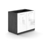 2 door storage cabinet with glass doors W/O top