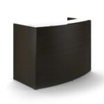 60” Curved reception desk shell – White glass transactional top