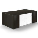 Rectangular desk shell – White glass modesty panel - Image 4