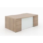 Rectangular desk shell – White glass modesty panel - Image 2