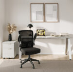 OfficeSource | Finn | Flip Arm Mesh Back Task Chair with Black Frame - Image 4