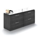 Lateral file with glass tops
