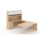 Potenza U shape bullet end desk with glass package - Image 4