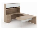 Potenza U shape bullet end desk with glass package - Image 5