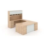 Potenza U shape Bow front Desk with glass package - Image 2