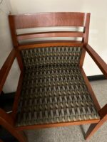 guest chairs wood frame fabric and vinyl seat - Image 3