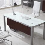 White glass executive straight desk