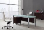 Executive high-end white glass desk