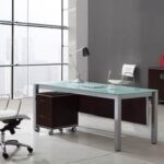 Executive high-end white glass desk