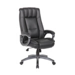 High Back Exec Chair w/Pewter Arm, Black