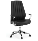 Tris=013 Empire Collection Executive Leather Mid Back with Chrome Frame