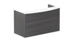 Reception desk shell – White glass Floated transactional top - Image 3