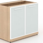 2 door storage cabinet White glass doors W/O top