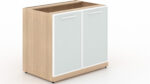 2 door storage cabinet White glass doors W/O top