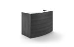 Curved reception desk shell – White glass transactional top - Image 3