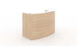 Curved reception desk shell – White glass transactional top - Image 2