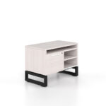 Open Storage with sliding door 24.4"Hx36'W-Black frame Blanc de Gris