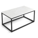 Bianco Marmo Quartz Top for Elite coffee table, 24"Wx42"L White with grey veining