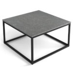 Elite occasional table, Black metal base, Grigio Marmo Quartz top, 36"Wx36"L