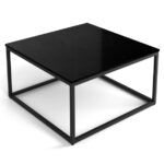 Elite occasional table, Black metal base, Nero Marmo Quartz top, 36"Wx36"L