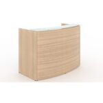 60” Curved reception desk shell – White glass transactional top - Image 5
