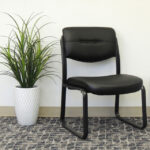 Merit Collection Armless Sled Base Guest Chair with Black Frame - Image 2