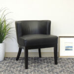 Bowery Collection Barrel Back Arm Chair with Black Wood Legs - Image 2